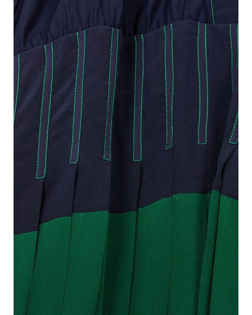 LOVEBIRDS Green Panelled Silk Midi Shirt Dress
