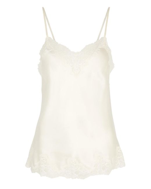 Nk Imode White Morgan Lace-trimmed Silk Camisole
