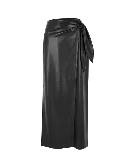 Nanushka Black Amas Faux Leather Midi Skirt