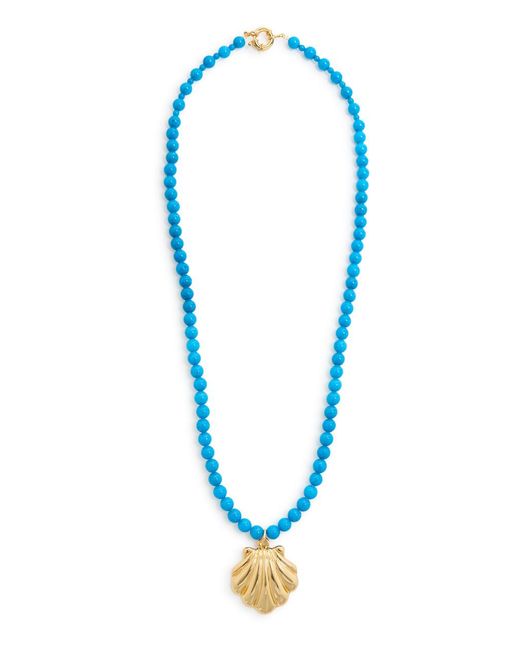 Timeless Pearly Blue Beaded 24Kt-Plated Necklace