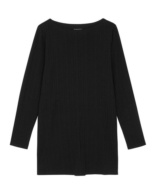 Eileen Fisher Black Ribbed Stretch-jersey Tunic Top