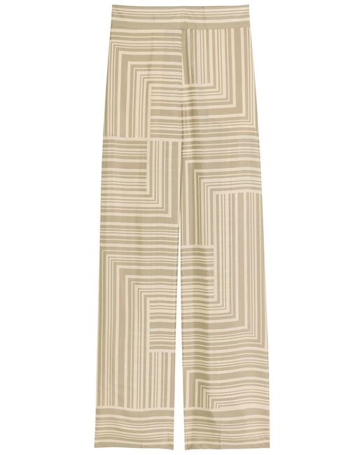 Joseph Natural Dijon Printed Wide-Leg Silk Trousers