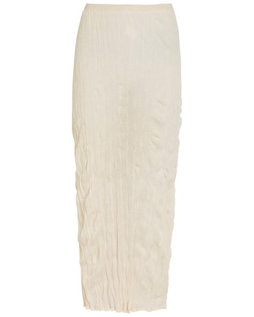 Totême White Crinkled Fine-Knit Maxi Skirt