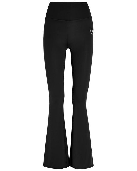 Stella McCartney Black Adidas X Training Logo Stretch-Jersey Flared Leggings