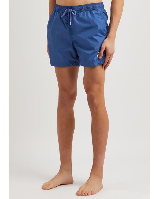 Moncler Blue Logo Shell Swim Shorts for men