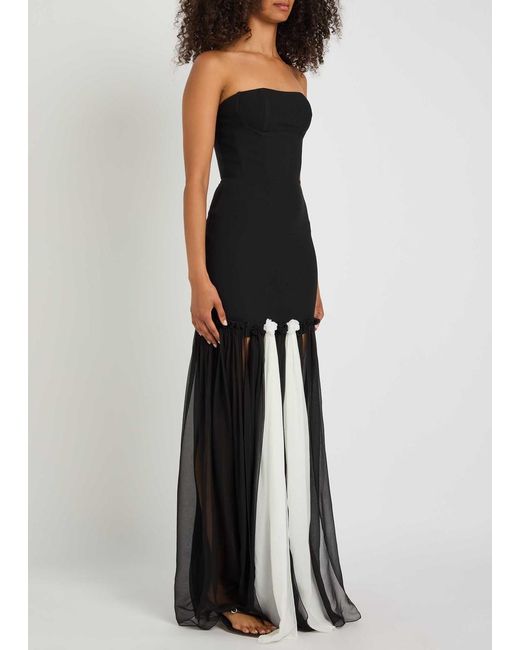 Nensi Dojaka Black Colour-Blocked Stretch-Crepe Maxi Dress