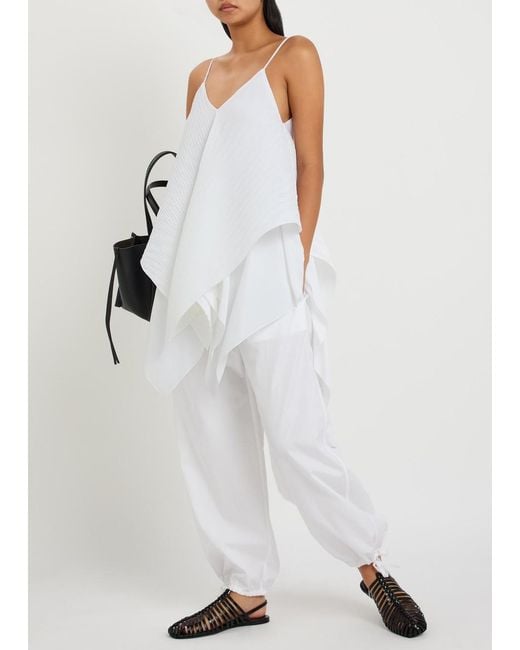 J.W. Anderson White Pleated Asymmetric Chiffon Top