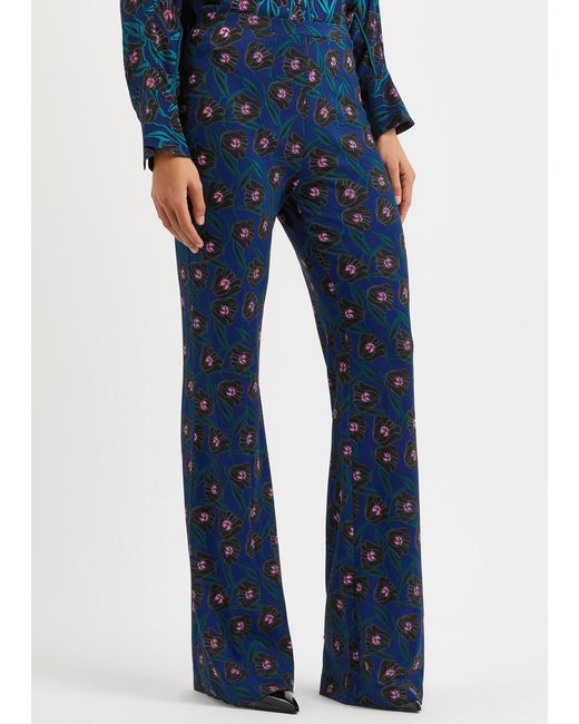 Diane von Furstenberg Blue Brooklyn Printed Stretch-jersey Trousers