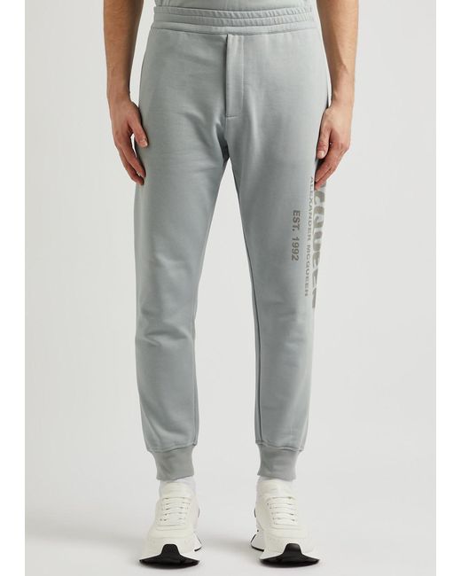 Alexander McQueen Gray Logo-print Cotton Sweatpants for men
