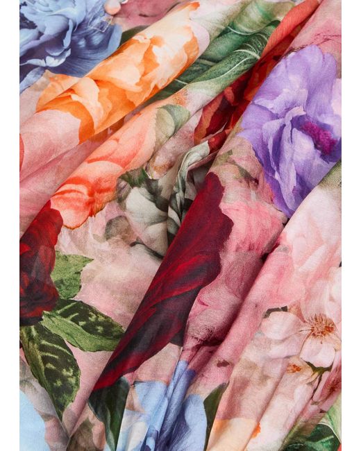 Alice + Olivia Red Norah Floral Cotton-Blend Blouse