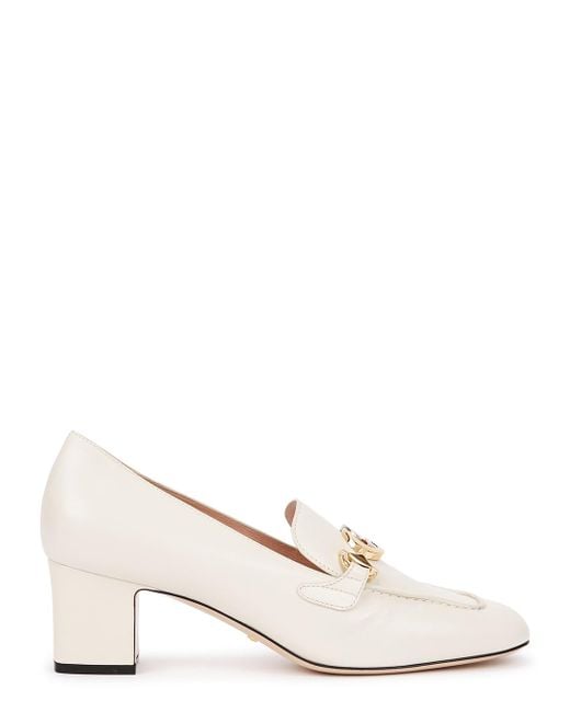 Gucci White Zumi Leather Mid-heel Loafer