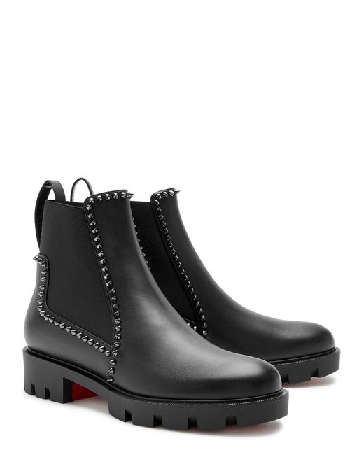 Christian Louboutin Black Out Lina Spike Leather Ankle Boots