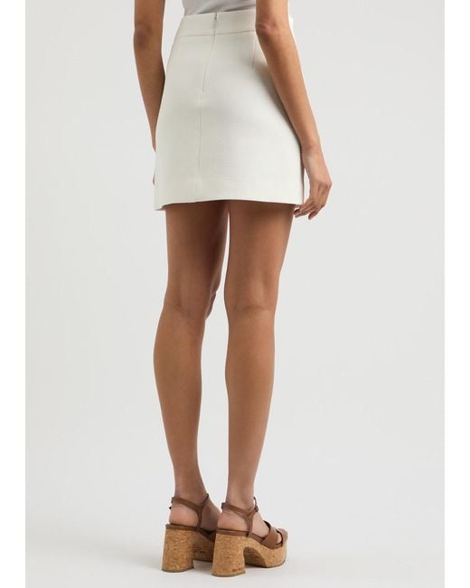 Veronica Beard Natural Emar Stretch-Cotton Mini Skirt