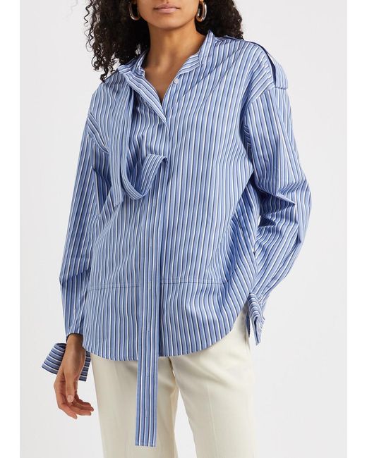 MERYLL ROGGE Blue Deconstructed Cotton-poplin Shirt