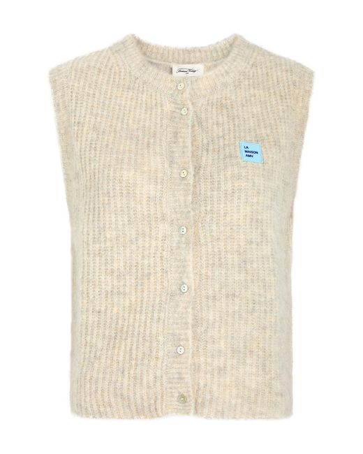 American Vintage Natural East Logo Ribbed-Knit Vest