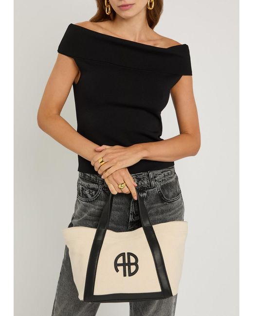 Anine Bing Natural Cara Small Canvas And Leather Tote