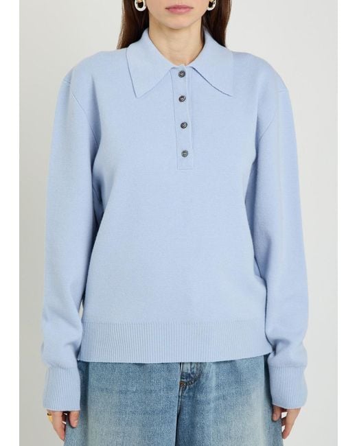 Rohe Blue Compact Wool And Cashmere-Blend Polo Top
