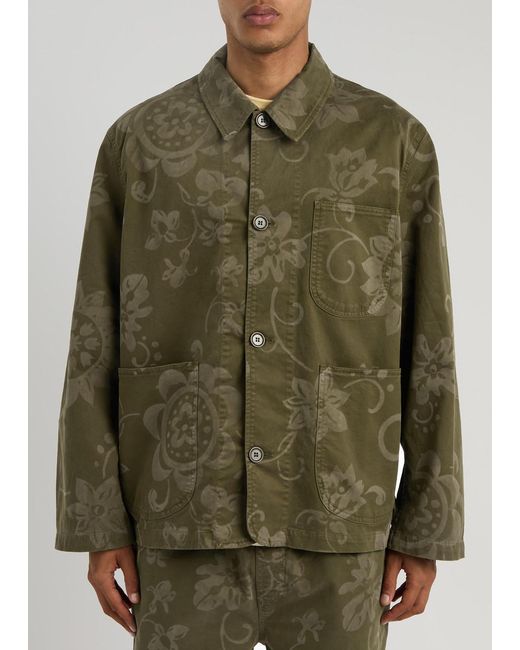 YMC Green Labour Chore Printed Stretch-Cotton Jacket for men