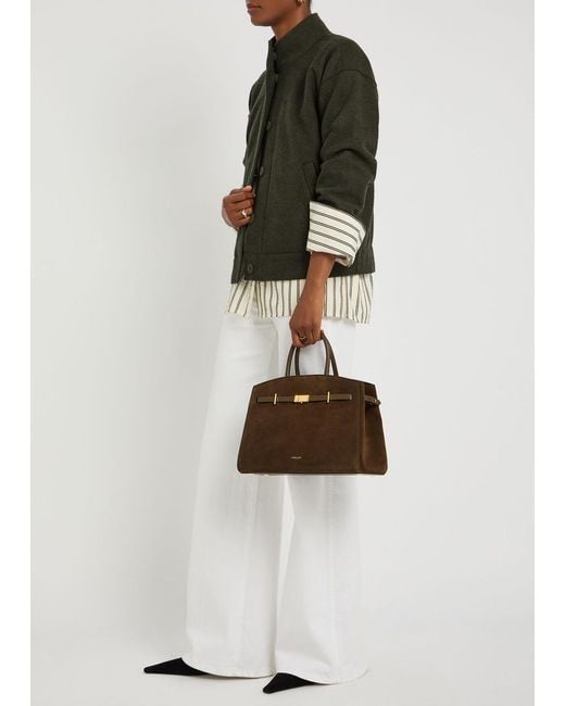 DeMellier London Brown The Hudson Midi Suede Top Handle Bag