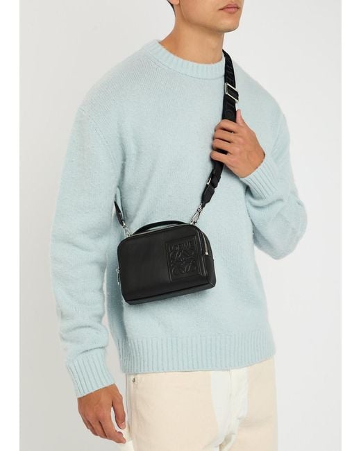 Loewe Black Patch Leather Camera Bag for men