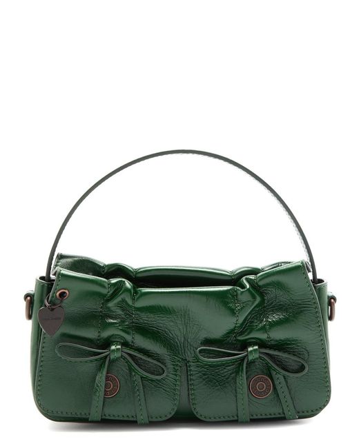 Acne Green Mini Multipocket Leather Top Handle Bag