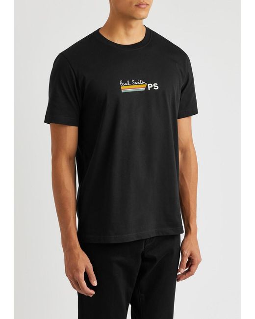 PS by Paul Smith Black Script Logo-print Cotton T-shirt for men
