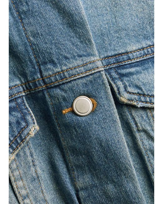 GOOD AMERICAN Blue Cropped Denim Trucker Jacket