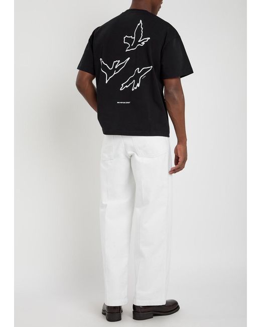 MKI Miyuki-Zoku Black Flight Printed Cotton T-Shirt for men