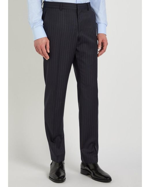Boss Black Pinstriped Wool Suit for men