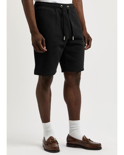 AMI Black Logo-Embroidered Stretch-Cotton Shorts for men