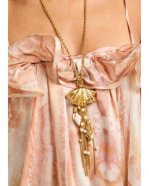 Chloé Metallic The Chloé Shells Embellished Necklace