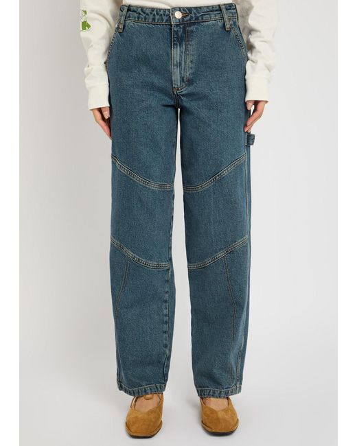 Damson Madder Blue Drew Barrel-Leg Jeans