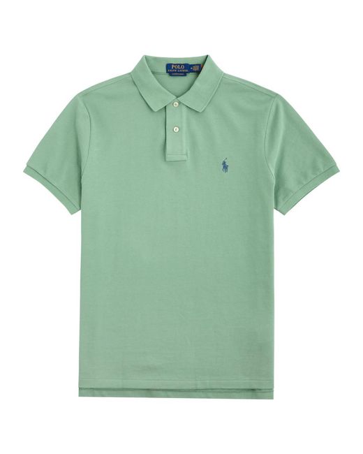 Polo Ralph Lauren Green Logo-Embroidered Piqué Cotton Polo Shirt for men