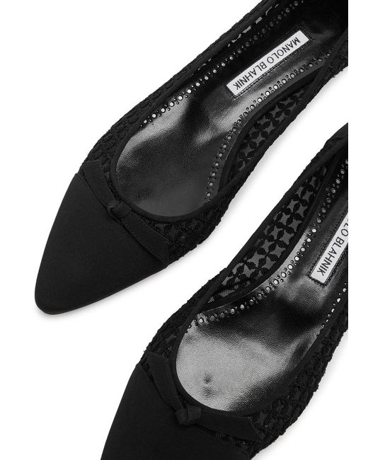 Manolo Blahnik Black Tiakala Mesh Ballet Flats