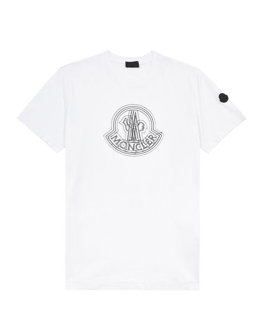 Moncler White Logo Cotton T-Shirt for men