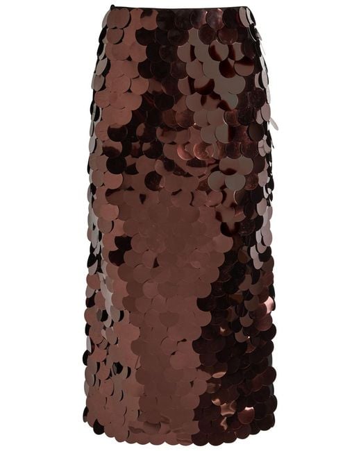 Roksanda Brown Halin Embellished Midi Mesh Skirt