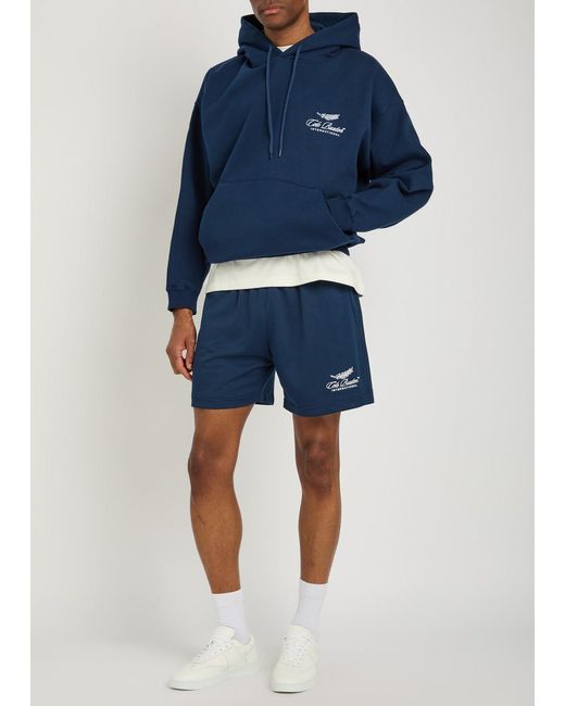 Cole Buxton Blue International Hooded Logo-Embroidery Cotton Sweatshirt for men