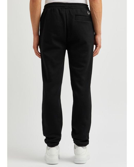 Fred Perry Black Logo-embroidered Cotton Sweatpants for men