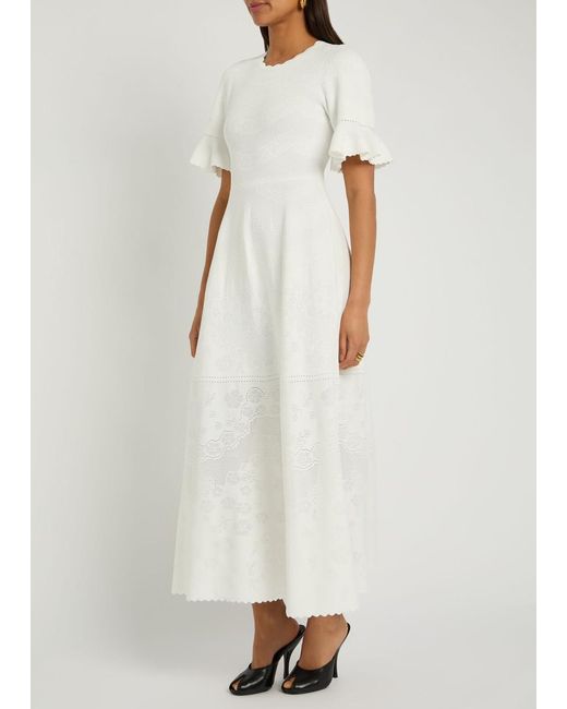 Needle & Thread White Scalloped Pointelle-Knit Gown