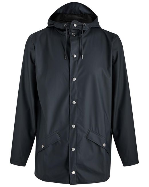 Rains Blue Short Matte Waterproof Raincoat for men