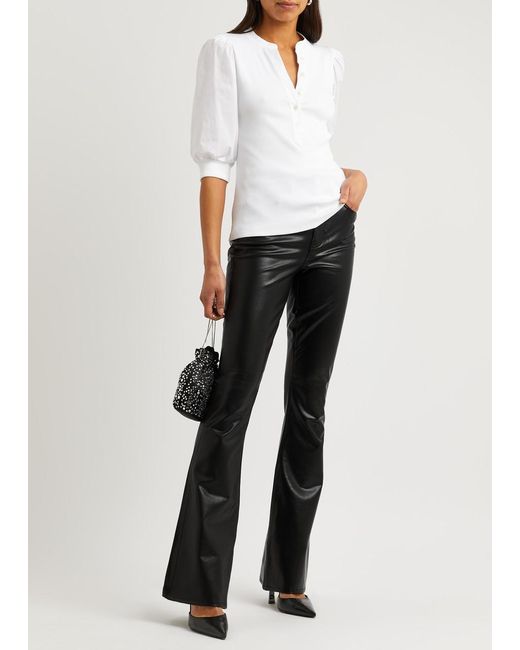 Veronica Beard Black Beverly Flared Faux-leather Trousers