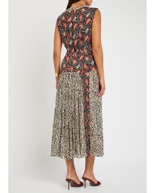 Rixo Multicolor Caroline Printed Chiffon Midi Dress