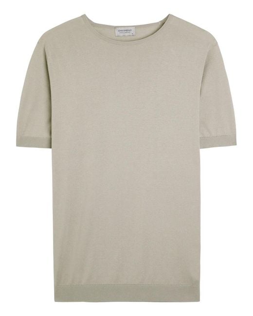 John Smedley Gray Belden Fine-Knit Cotton T-Shirt for men