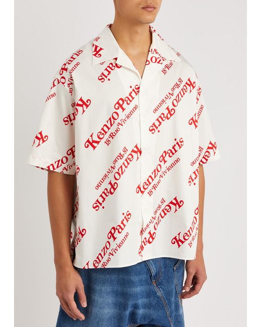 KENZO Pink Verdy Logo-print Cotton Poplin Shirt for men