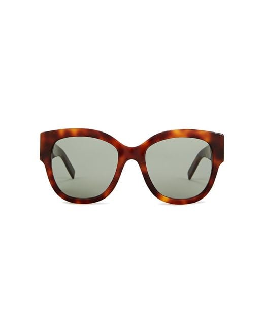 Saint Laurent Brown Tortoiseshell Oversized Sunglasses, Sunglasses