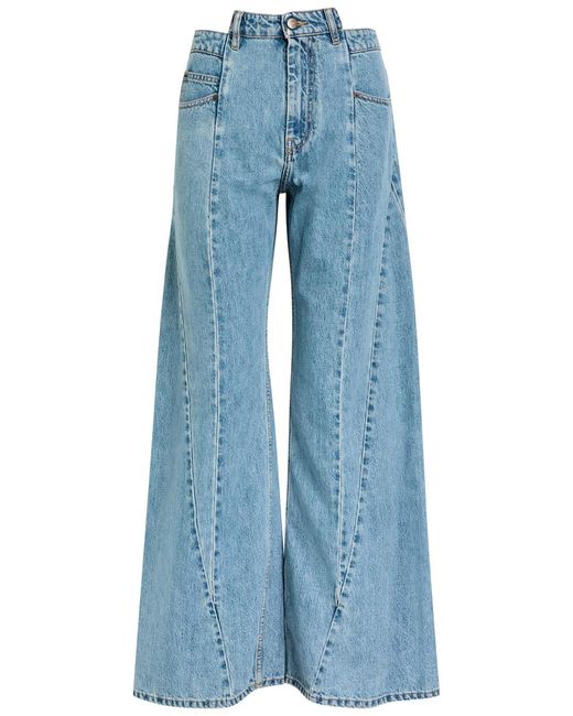Maison Margiela Blue Asymmetric Wide-Leg Jeans