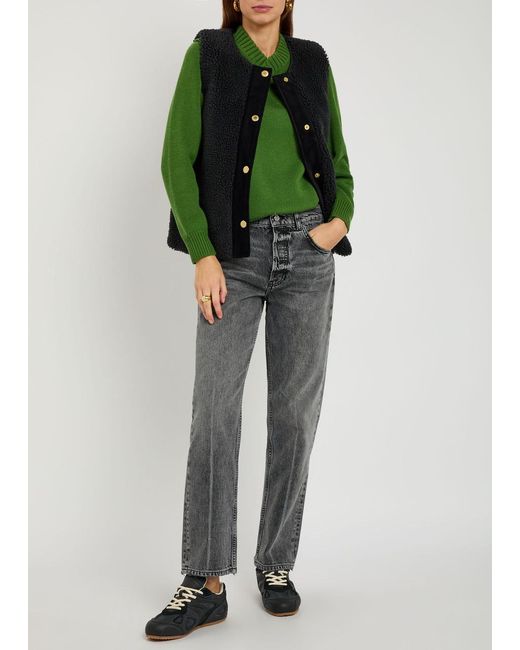 Barbour Blue Dulsie Corduroy-Trim Fleece Gilet