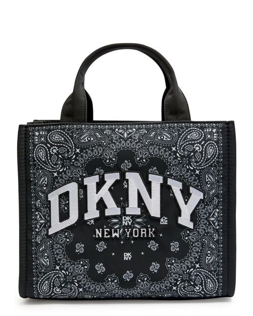 DKNY Black Hadlee Medium Printed Nylon Tote