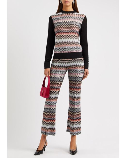 Missoni Gray Zigzag Panelled Knitted Jumper