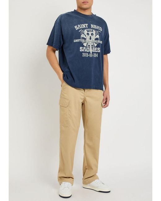 SAINT Mxxxxxx Blue Saint Nbhd Printed Cotton T-Shirt for men